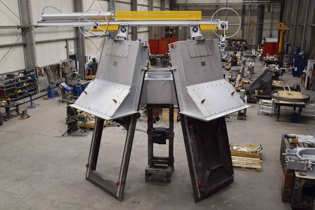 reversing valve system, angular arrangement, in workshop