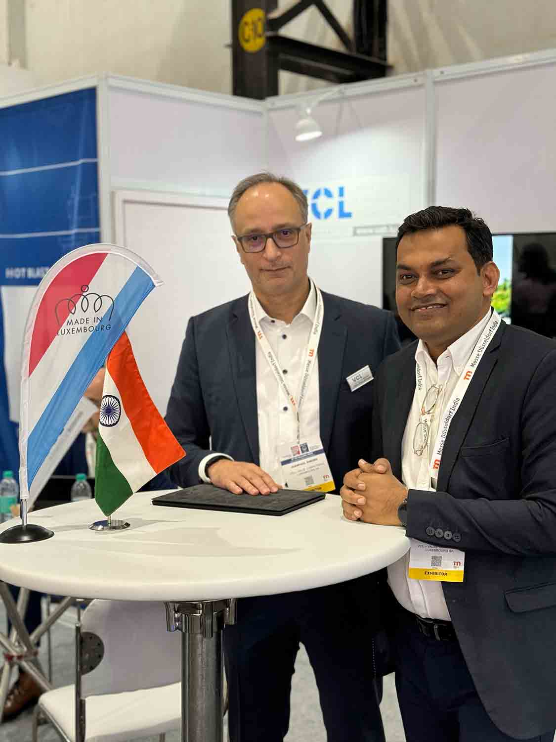 Martin Schwob and Aswini Kumar Khuntia at trade fair
