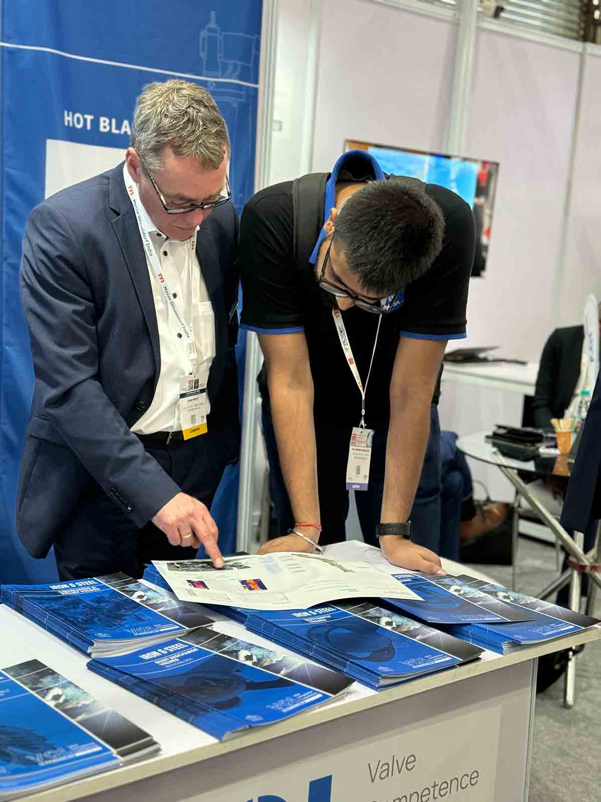 Our sales representative talking to customer at the “METEC” trade fair in India.